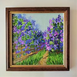 Lilac Painting Landscape Lilac Original Painting Impasto Wall Art Textured Floral Painting Wall Decor Landscape Artwork