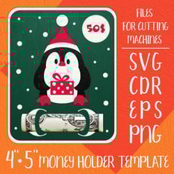 penguin christmas card | money holder template