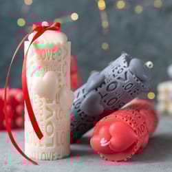 set red candle heart - handmade candle for wedding - soy wax candle