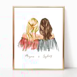 best friend gifts, best friend birthday gifts, birthday gifts for best friend, personalized portrait, digital printable