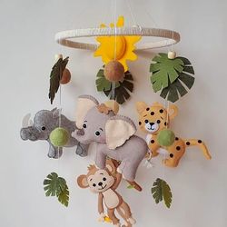 Safari baby mobiles, jungle mobile, baby nursery decor, mobile crib