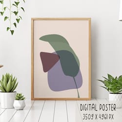 abstract boho leaf digital poster printable