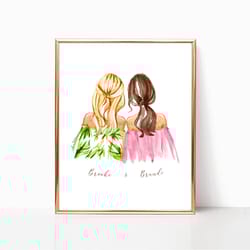 best friend birthday gifts, birthday gifts for best friend, personalized portrait, best friend gifts digital printable