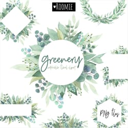 greenery wreaths watercolor floral clipart green leaves wreaths frames borders png branche eucalyptus wedding invitation