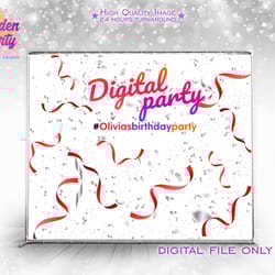 digital party backdrop, ribbons background, blogger party banner