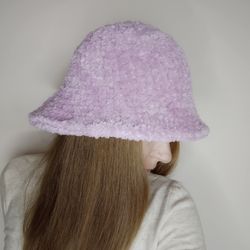 Furry bucket hat crochet Very peri bucket hat trend 2023 Spring bucket hat for women