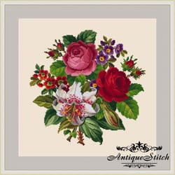 berlin woolwork bouquet 28 vintage cross stitch pattern pdf