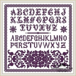 antique sampler 24 cross stitch pattern pdf monochrome ornament