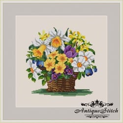 berlin woolwork basket flowers 02 cross stitch pattern pdf