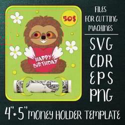 sloth birthday card | money holder template
