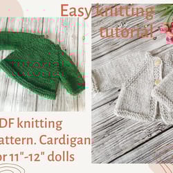 pdf cardigan knitting pattern for waldorf dolls, toy bears