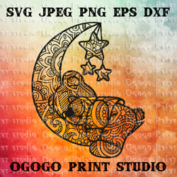 bear svg, zentangle svg, mandala svg, sleep svg, dream svg