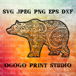 bear svg, zentangle svg, mandala svg, mom bear svg, mom bear, handmade