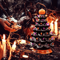 halloween colored lights christmas tree-handcrafted and hand painted