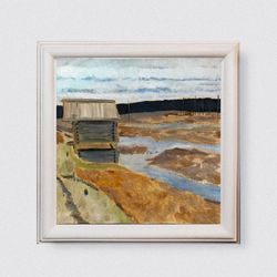 autumn in the village original oil painting