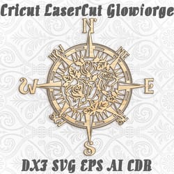 rose of wind, 2 designs, home wall decor, paper cut, scrapbooking, cnc plan, glowforge, cricut, any thickness, dxf cdr