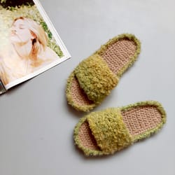 custom slippers new green indoor sliders fuzzy slippers women size 8