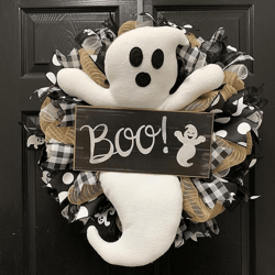boo ghost halloween wreath