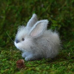 needle felted hare/realistic rabbit/needle felted rabbit/grey rabbit