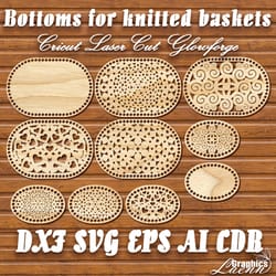oval bottoms for knitted baskets vector model for laser cut cnc plan, any thickness, dxf cdr ai svg dxf,instant download