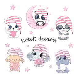 set of cute sleep baby animals, png, eps, jpg, 300 dpi