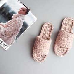 beige woolen room sliders indoor slippers women gift