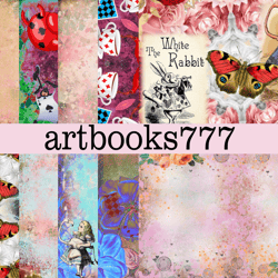alice in wonderland-3, scrapbooking, digital paper, journal