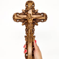 wooden crucifix 8.27" height, jesus christ, carved wooden cross, catholic cross wood crucifix catholic cross, crucifix
