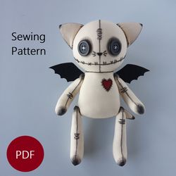 Cat bat & bunny doll sewing pattern PDF