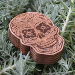 Wooden ring box SUGAR SKULL No.1. Engagement or wedding ring box. Box with hidden compartment