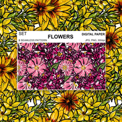 flowers seamless pattern summer digital paper png fabric postcards sublimation design surface fabric scrapbooking