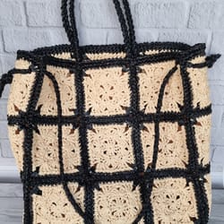 raffia bag. crocheted. handmade.