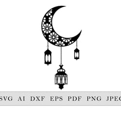 muslim crescent with lantern decoration