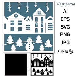 3d paper, snowman, multi-layer illustration