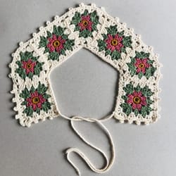 crocheted cotton collar in granny square technique