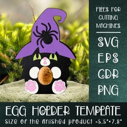 cat in witch hat | halloween egg holder template