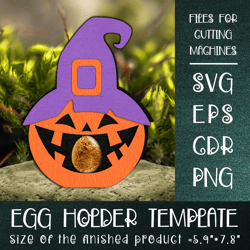 pumpkin in witch hat | halloween egg holder template