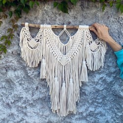 macrame wall hanging, modern macrame hanging with tassels, woven wall art, boho nursery wall tapestry, farmhouse gift