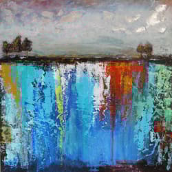 silver sky nature landscape painting on canvas board