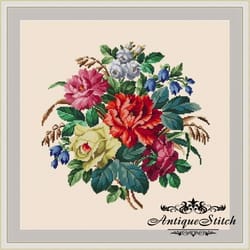 berlin woolwork bouquet 42 vintage cross stitch pattern pdf