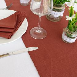 terracotta linen table runner / custom table runner / dining table top / table runner handmade /  kitchen gift