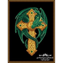 emerald celtic dragon cross stitch pattern pdf medieval embroidery celtic cross fantasy compatible pattern keeper