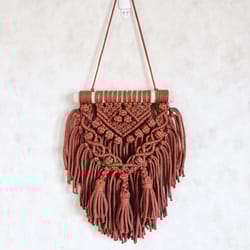 small macrame wall hanging, minimalist modern macrame, terracotta woven wall hanging, boho nursery macrame wall tapestry