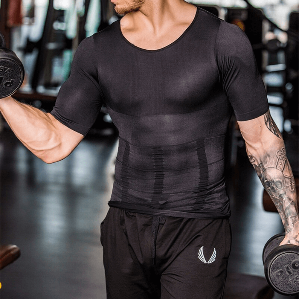 Men wearing ergonomic posture corrector shirt