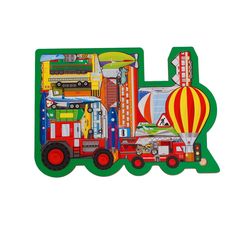 Puzzle board train - transport, Wooden Montessori Toddler Toys Age 3 4 5 year, Jigsaw, Logic Puzzle for kids