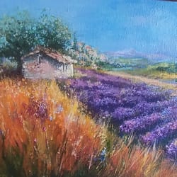 original oil painting provence landscape"provence lavender field"hand painted original art work.