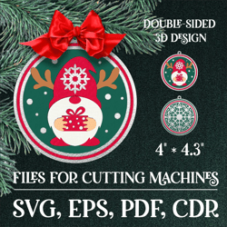 gnome with gift | christmas 3d layered ornament