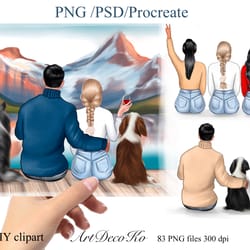 couple with dogs customizable clipart. best friends clipart. people back clipart. diy clipart.