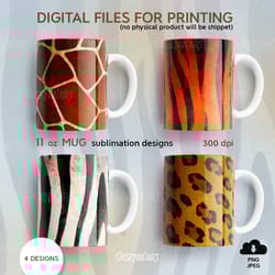 africa animals skin 11 oz mug sublimation designs, png jpeg file digital download