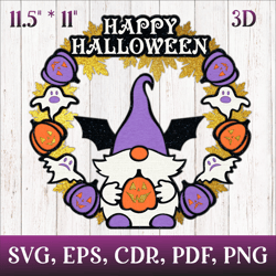 halloween door sign with gnome | 3d layered design
